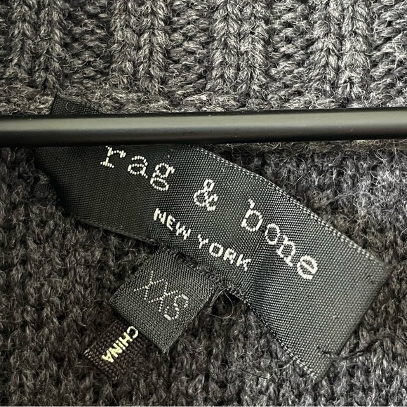 Rag Bone Merino Wool Sweater XXS Gray Ribbed Chunky Knit Cowl Neck Cozy Pullover - Picture 3 of 15
